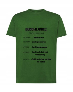 T-shirt Męski Budowlaniec Stawka Godzinowa R. M