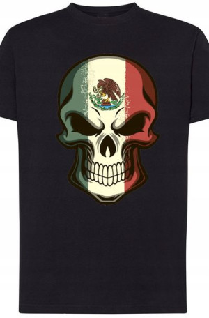 T-Shirt Męski Czaszka Meksykańska Nadruk r.L