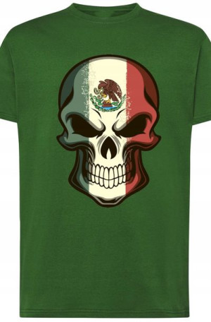 T-Shirt Męski Czaszka Meksykańska Nadruk r.XS