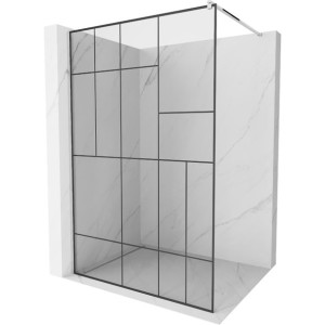 Mexen Kioto ścianka prysznicowa 140 x 200 cm, transparent/czarny wzór 8 mm,