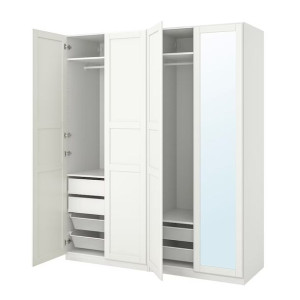 IKEA PAX/TYSSEDAL Kombinacja szafy biały/lustro 200x60x236 cm
