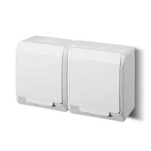 HERMES Gniazdo podwójne Schuko hermetyczne biały 0325-02