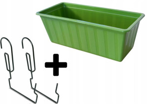 Skrzynka Balkonowa Doniczka 40cm Zielona 2 Uchwyty