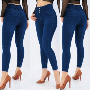 Damskie Jeansy Z Wysokim Stanem Lycra M