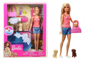 Lalka Barbie Kąpiel Piesków Akcesoria +3 Pieski