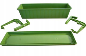 Skrzynka Balkonowa + Podstawka + Haki 60cm Zielona