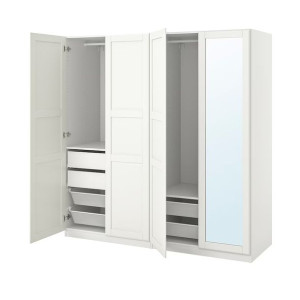 IKEA PAX/TYSSEDAL Kombinacja szafy biały lustro 200x60x201 cm