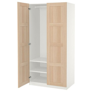 IKEA PAX/BERGSBO Szafa biały/dąb bejcowany na biało 100x60x201 cm