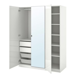 IKEA PAX/FARDAL/VIKEDAL Kombinacja szafy połysk biały lustro 150x60x236 cm
