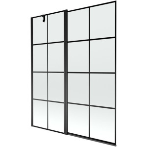 Mexen Flip parawan nawannowy 1-skrzydłowy 140 x 150 cm, czarny wzór, czarny