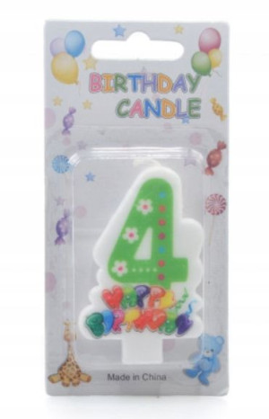 ŚWIECZKA URODZINOWA CYFRA 4 Happy Birthday