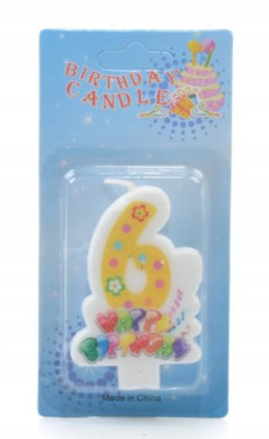 ŚWIECZKA URODZINOWA CYFRA 6 Happy Birthday
