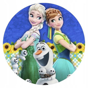 Opłatek Na Tort Okrągły 20 Cm Frozen Elsa Anna