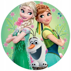 Opłatek Na Tort Okrągły 20 Cm Frozen Elsa Anna