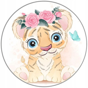 Opłatek Na Tort Okrągły 20 Cm Tygrys Baby Shower
