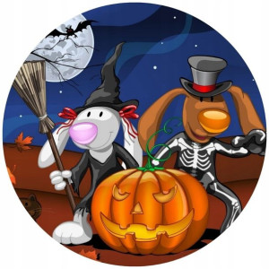 Opłatek Na Tort 20cm Halloween Duch Dynia Napis