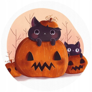 Opłatek Na Tort 20cm Halloween Duch Dynia Napis