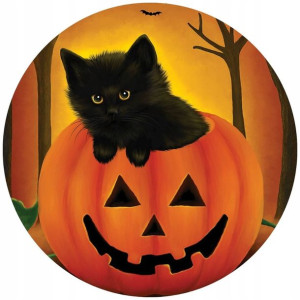 Opłatek Na Tort 20cm Halloween Duch Dynia Napis