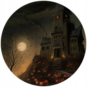 Opłatek Na Tort 20cm Halloween Duch Dynia Napis