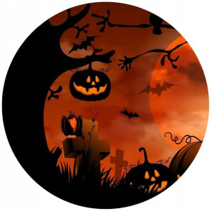 Opłatek Na Tort 20cm Halloween Duch Dynia Napis