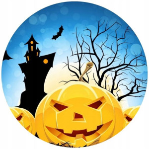 Opłatek Na Tort 20cm Halloween Duch Dynia Napis