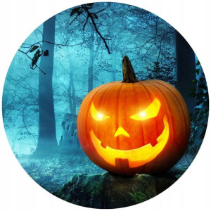 Opłatek Na Tort 20cm Halloween Duch Dynia Napis
