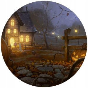 Opłatek Na Tort 20cm Halloween Duch Dynia Napis
