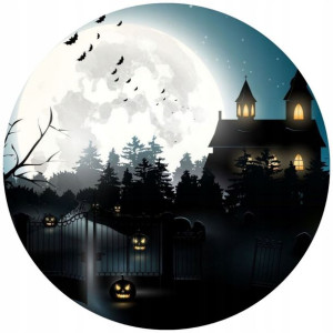 Opłatek Na Tort 20cm Halloween Duch Dynia Napis