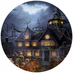 Opłatek Na Tort 20cm Halloween Duch Dynia Napis