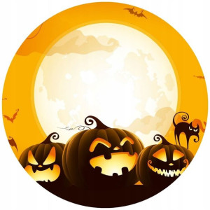 Opłatek Na Tort 20cm Halloween Duch Dynia Napis