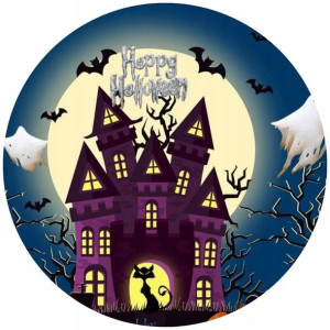 Opłatek Na Tort 20cm Halloween Duch Dynia Napis