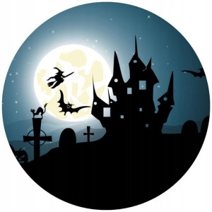 Opłatek Na Tort 20cm Halloween Duch Dynia Napis