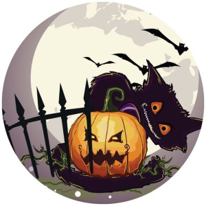 Opłatek Na Tort 20cm Halloween Duch Dynia Napis
