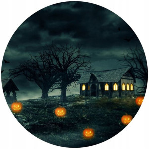 Opłatek Na Tort 20cm Halloween Duch Dynia Napis