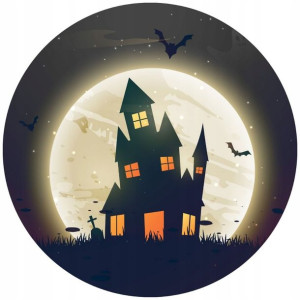 Opłatek Na Tort 20cm Halloween Duch Dynia Napis