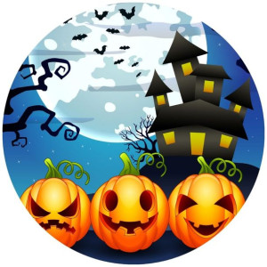 Opłatek Na Tort 20cm Halloween Duch Dynia Napis
