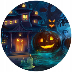 Opłatek Na Tort 20cm Halloween Duch Dynia Napis