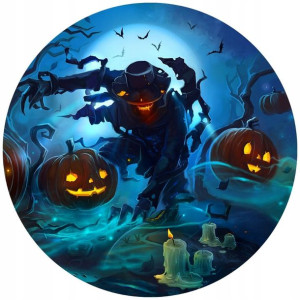 Opłatek Na Tort 20cm Halloween Duch Dynia Napis