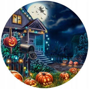 Opłatek Na Tort 20cm Halloween Duch Dynia Napis