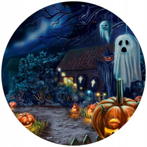Opłatek Na Tort 20cm Halloween Duch Dynia Napis