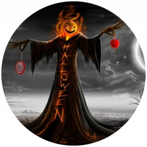 Opłatek Na Tort 20cm Halloween Duch Dynia Napis
