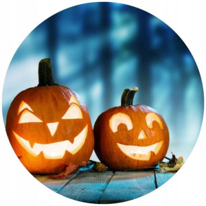 Opłatek Na Tort 20cm Halloween Duch Dynia Napis