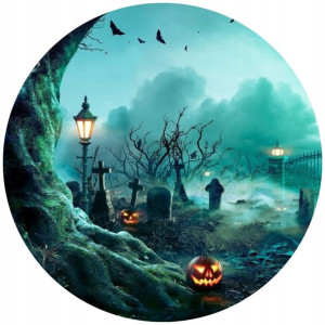 Opłatek Na Tort 20cm Halloween Duch Dynia Napis