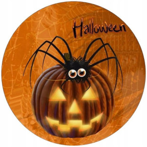 Opłatek Na Tort 20cm Halloween Duch Dynia Napis