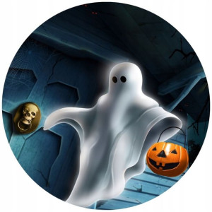 Opłatek Na Tort 20cm Halloween Duch Dynia Napis