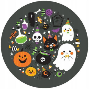 Opłatek Na Tort 20cm Halloween Duch Dynia Napis