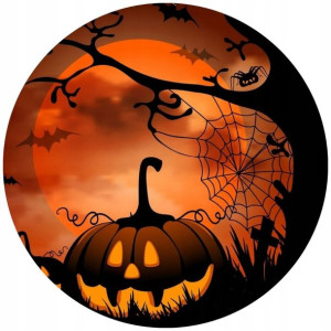 Opłatek Na Tort 20cm Halloween Duch Dynia Napis