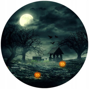 Opłatek Na Tort 20cm Halloween Duch Dynia Napis