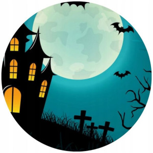 Opłatek Na Tort 20cm Halloween Duch Dynia Napis