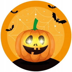 Opłatek Na Tort 20cm Halloween Duch Dynia Napis